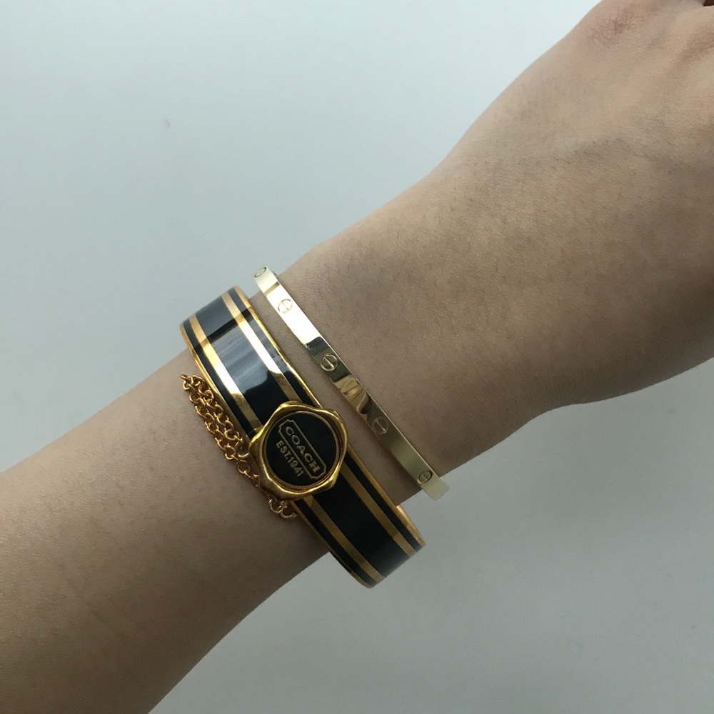 Coach Bracelet in black and gold hardware